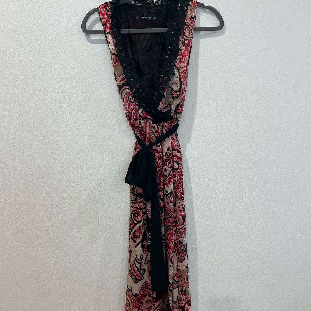 Zara Black and Red Paisley Maxi Dress